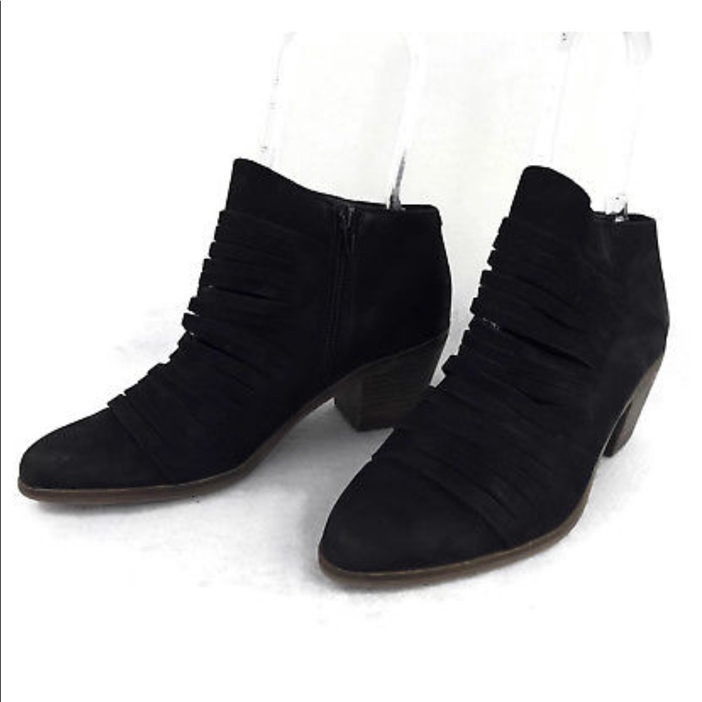 Lucky Brand Zavrina Black Suede Bootie Strappy 8.5